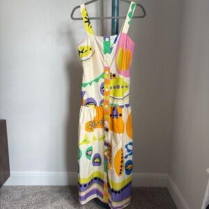 colorful sleeveless midi dress